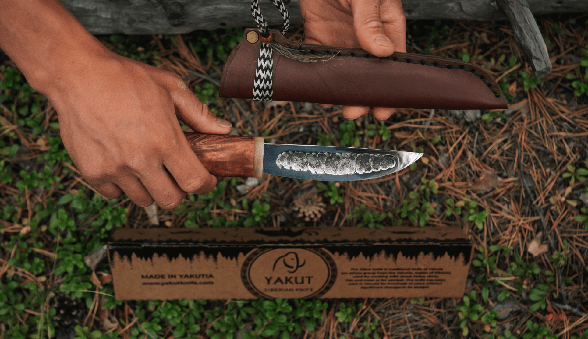 Handmade Yakut knife with leather sheath