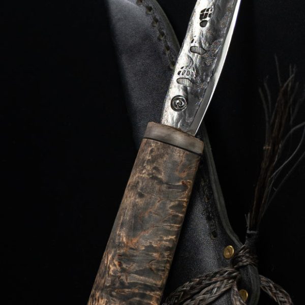 Yakut Knife "Bear Trail" — Forged Pattern 130mm